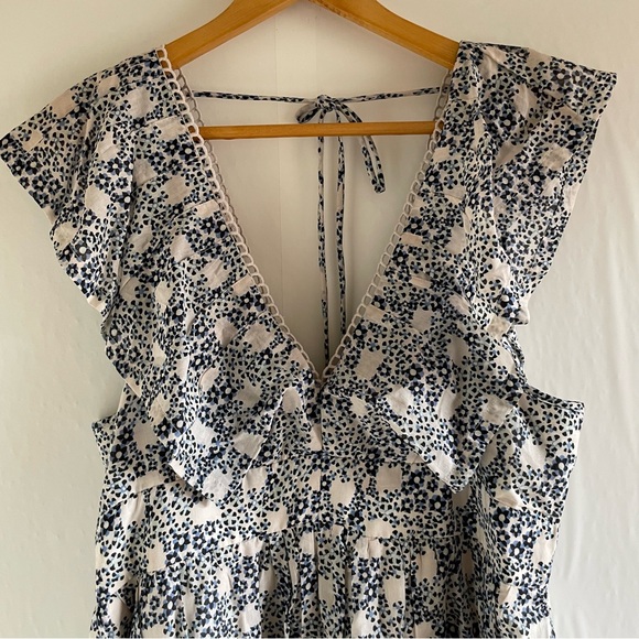 Anthropologie Floral Deep V Neck Mini Dress Size M - Picture 3 of 14